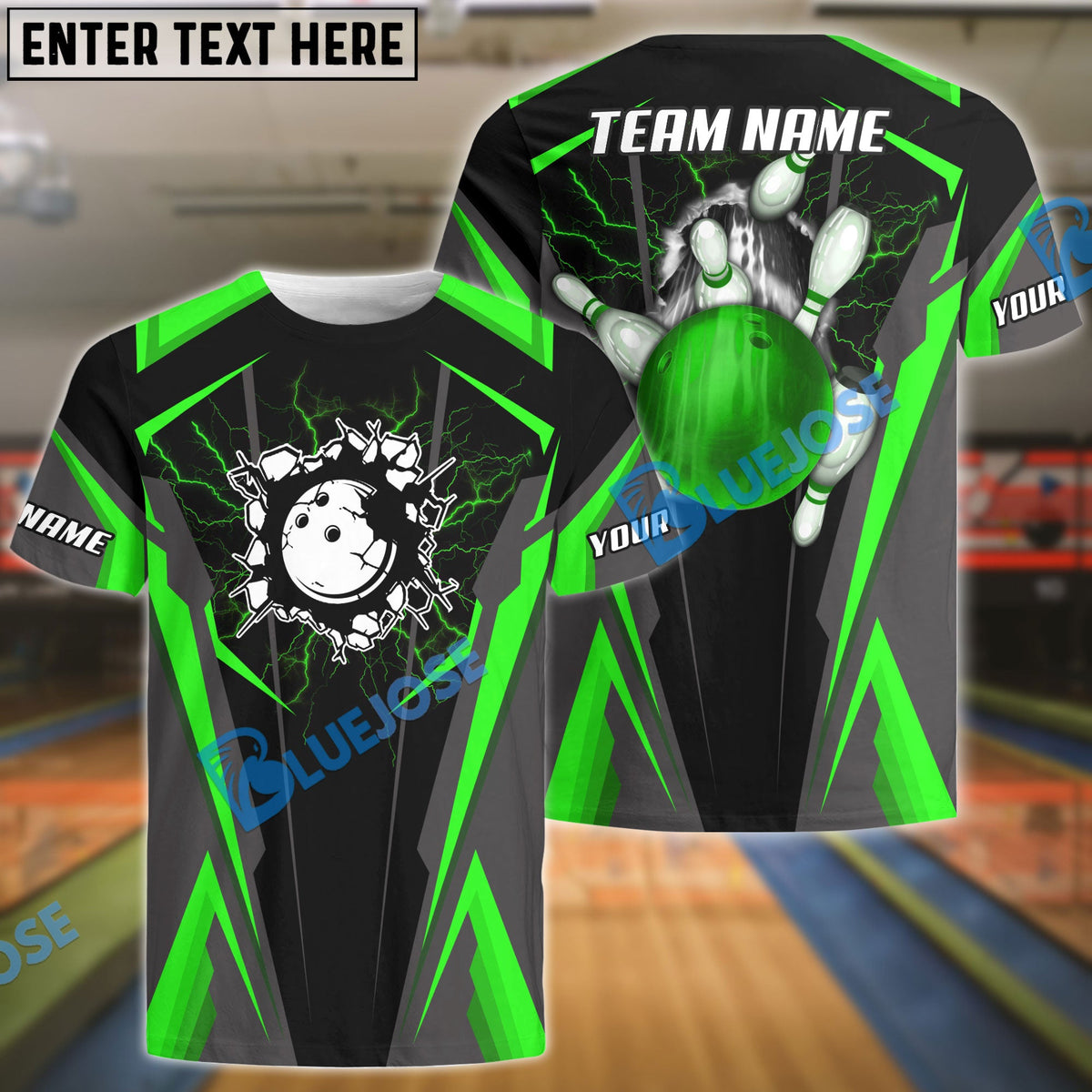 BlueJose Bowling And Pins Crack Customized Name 3D Shirt (4 Colors)