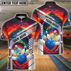 BlueJose Bowling And Pins Colorful Customized Name 3D Shirt (4 Colors)