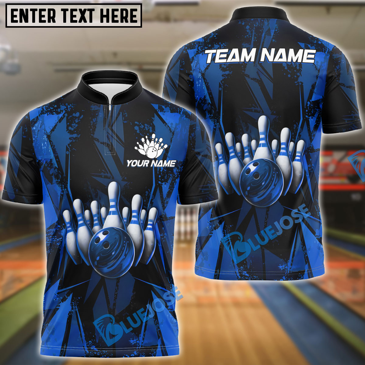 BlueJose Bowling And Pins Color Diamond Multicolor Customized Name 3D Shirt (4 Colors)