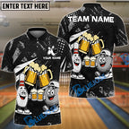 BlueJose Bowling And Pins Funny Beer & Bowling Pins Cartoon Design Customized Name, Team Name 3D Shirt (6 Colors)