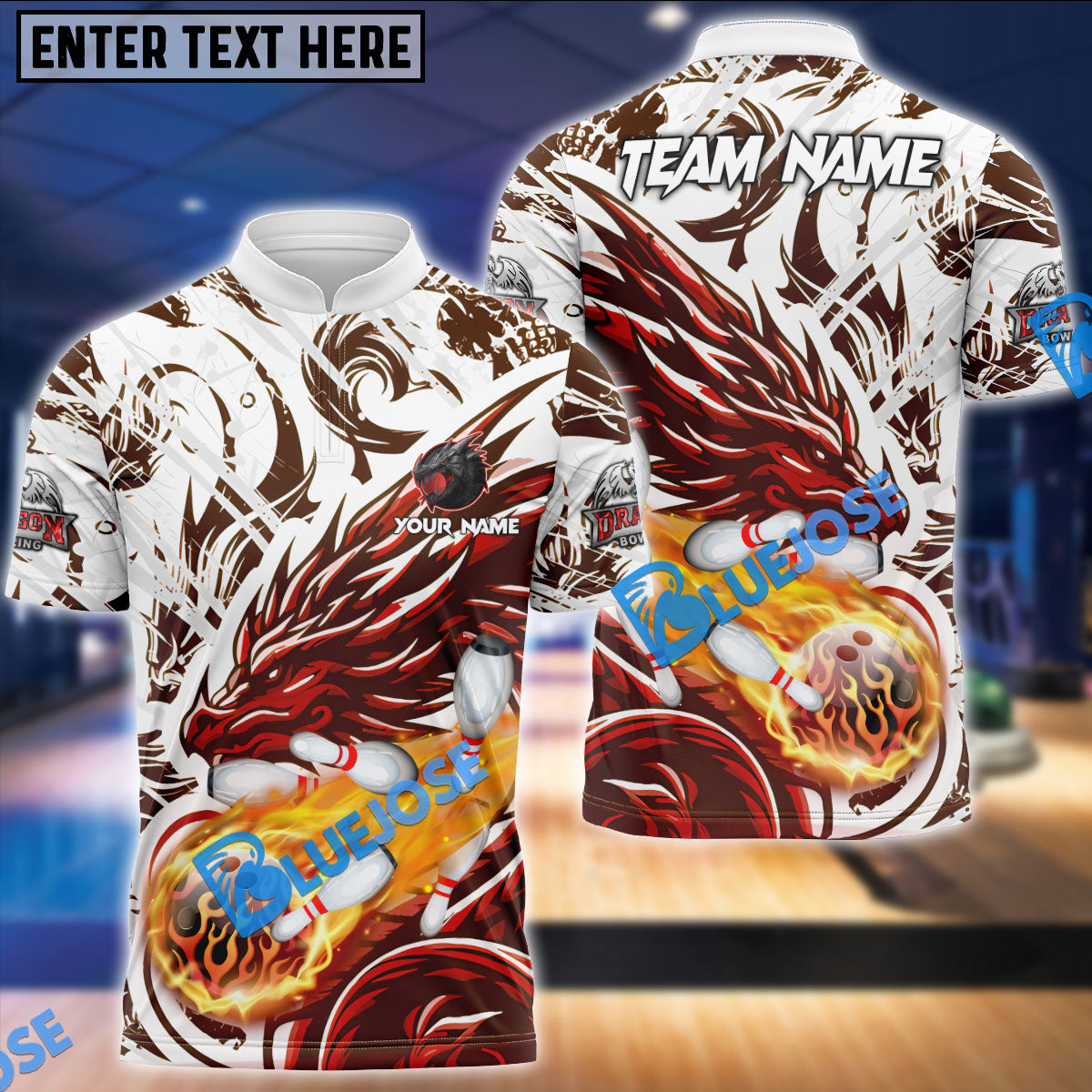 BlueJose Bowling And Pins Blasting Dragon Customized Name 3D Shirt (6 Colors)