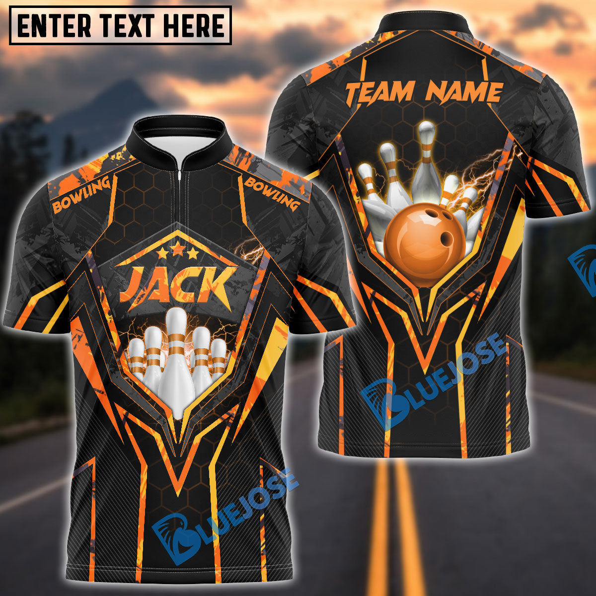 BlueJose Bowling And Pins Abstract Grunge Texture Multicolor Personalized Name, Team Name 3D Shirt