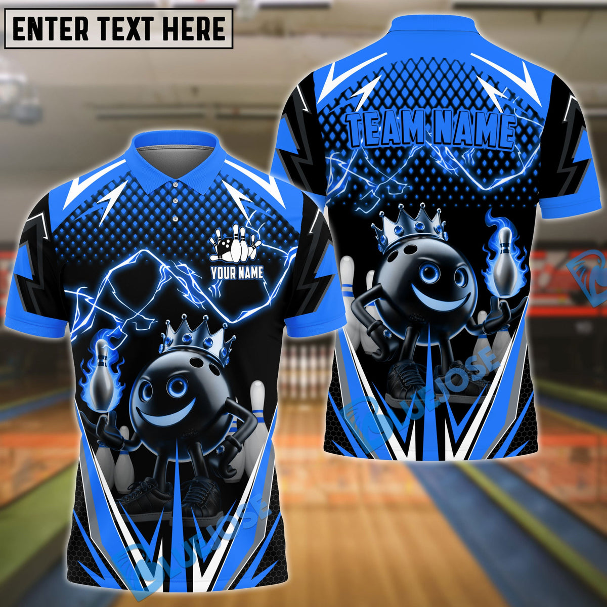 BlueJose Bowling And Pins Thunder Funny Bowling Ball Multicolor Options Personalized Shirt (4 Colors)