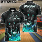 BlueJose Bowling And Pins Werewolf Crack Flame Wall Customized Name 3D Shirt (4 Colors)