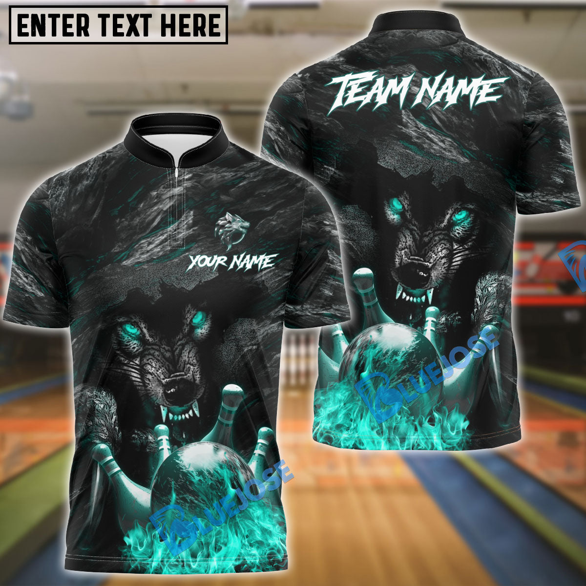 BlueJose Bowling And Pins Werewolf Crack Flame Wall Customized Name 3D Shirt (4 Colors)