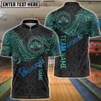 BlueJose Bowling And Pins Tribal Tattoo Customized Name, Team Name 3D Shirt (4 Colors)