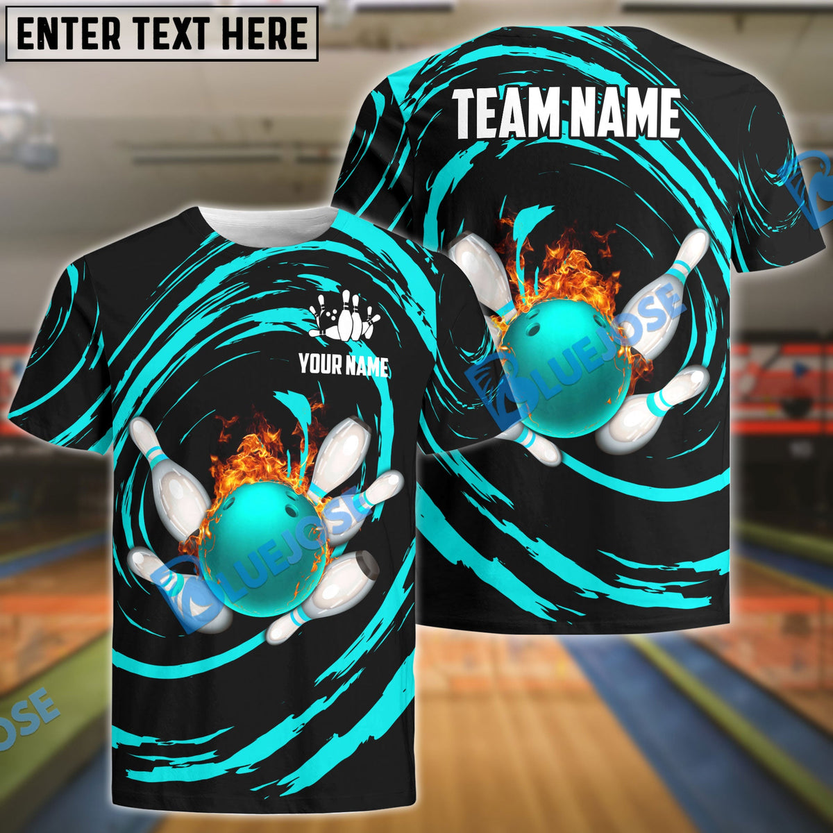 BlueJose Bowling And Pins Wave Sea Customized Name, Team Name 3D Shirt (4 Colors)