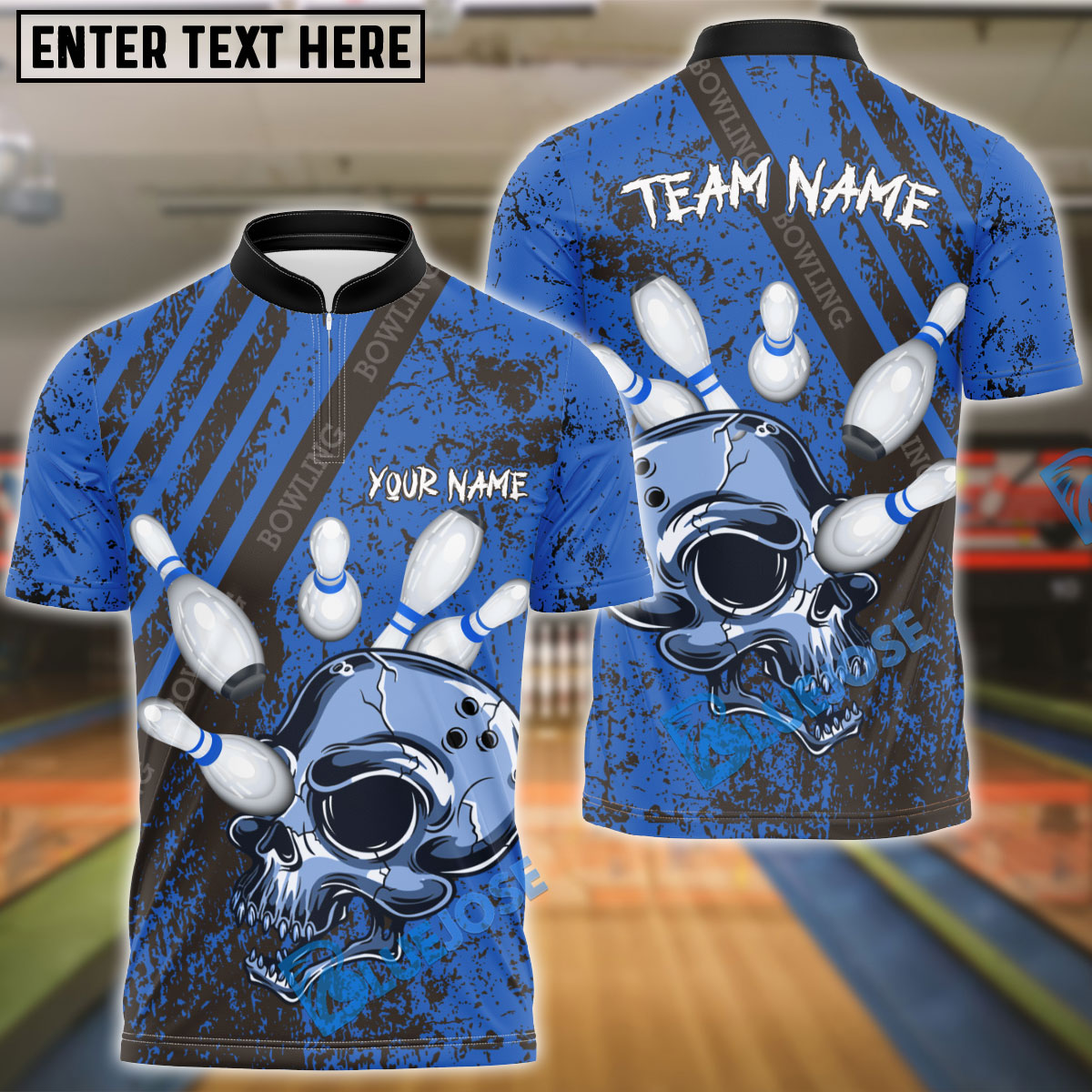 BlueJose Skull Bowling And Pins Multicolor Option Customized Name 3D Shirt (4 Colors)
