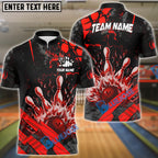 BlueJose Bowling And Pins Grunge Flame Customized Name 3D Shirt ( 6 Colors)