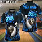 BlueJose Bowling Boom Cartoon Impact Customized Name, Team Name 3D Shirt (4 Colors)