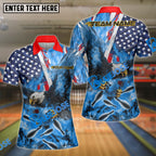 BlueJose Bowling And Pins Patriotic Eagle Ball Fire Customized Name 3D Shirt (4 Colors)