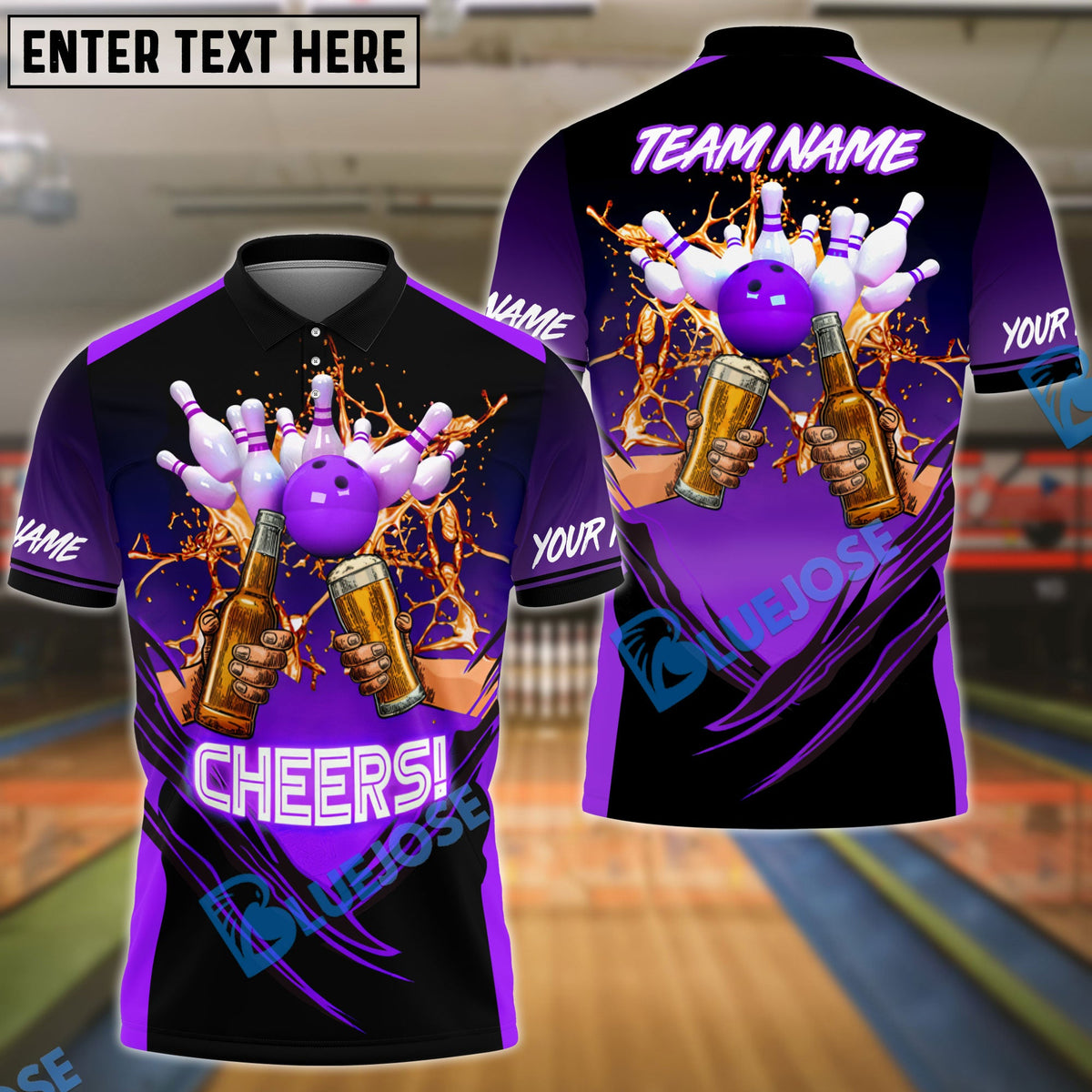 BlueJose Bowling And Pins Beer Customized Name 3D Shirt (4 Colors)
