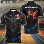 BlueJose Bowling Golden Royal Flame Customized Name, Team Name 3D Shirt (4 Colors)