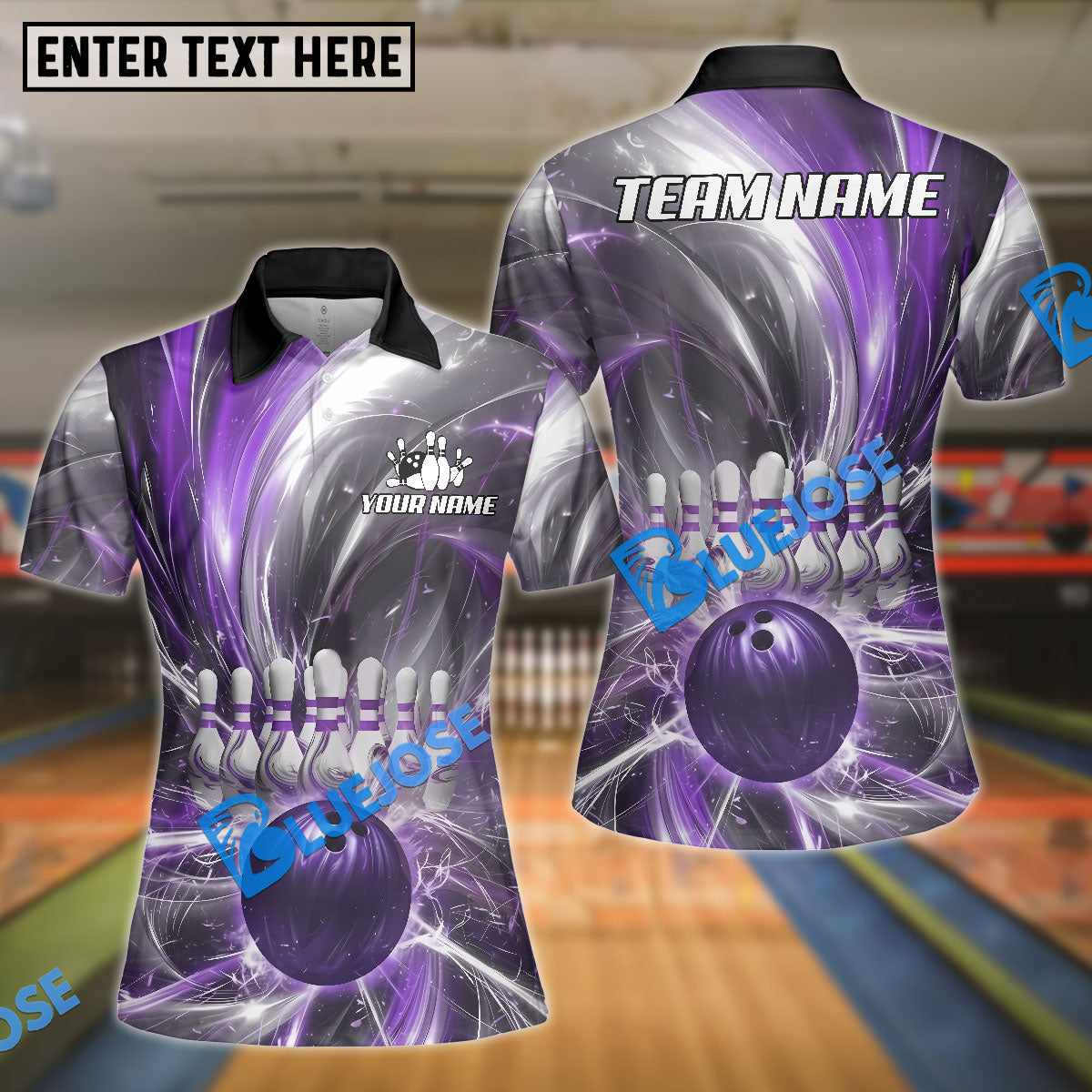 BlueJose Bowling And Pins Lightning Strike Explosion 3D Design Customized Name, Team Name 3D Shirt (4 Colors)