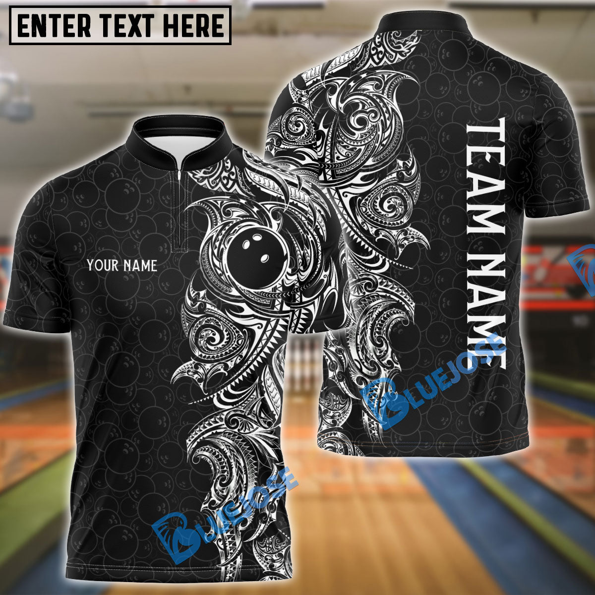 BlueJose Maori Bowling Premium Multicolor Customized Name 3D Shirt (6 Colors)