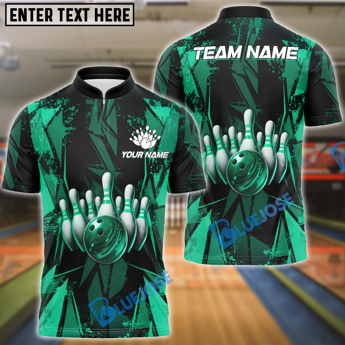 BlueJose Bowling And Pins Color Diamond Multicolor Customized Name 3D Shirt (4 Colors)