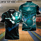 BlueJose Bowling And Pins Thunder Pattern Eagle Customized Name 3D Shirt (4 Colors)
