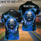 BlueJose Bowling And Pins Evil Skull Inferno Hands Customized Name 3D Shirt (4 Colors)