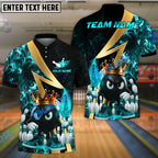 BlueJose Bowling And Pins Royal Flames Customized Name, Team Name 3D Shirt (4 Colors)