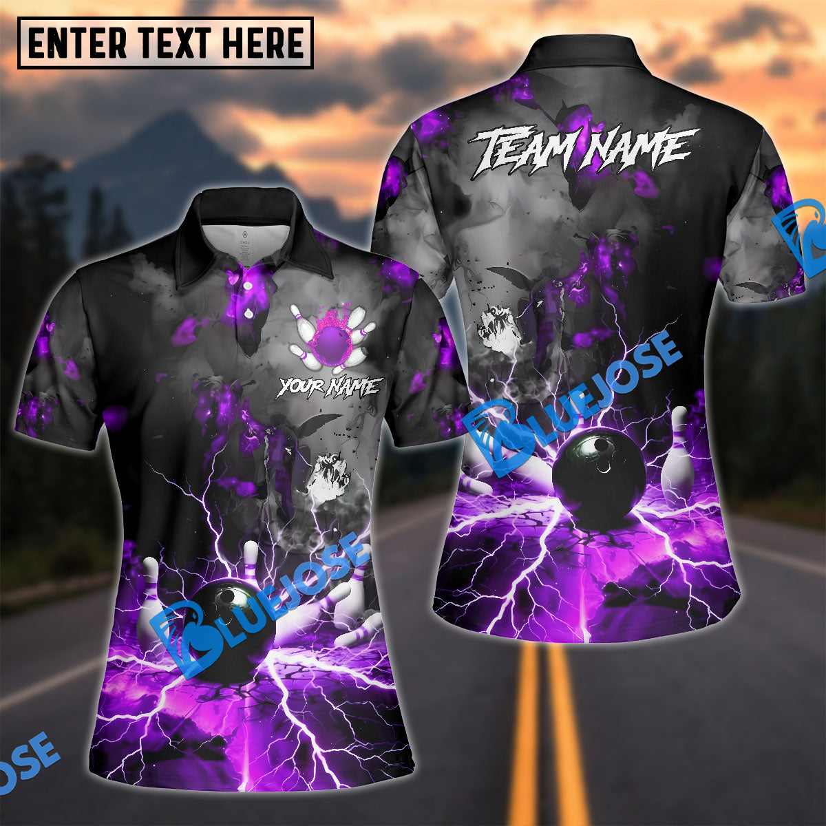 BlueJose Bowling And Pins Volcano Lava Explosion Lightning Customized Name, Team Name 3D Shirt (4 Colors)