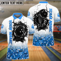 BlueJose Bowling And Pins Diamond Pattern Customized Name 3D Shirt (4 Colors)