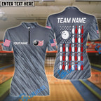 BlueJose Bowling American Flag Gray Personalized Name, Team Name 3D Shirt
