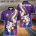 BlueJose Bowling And Pins Shine Light Wave Customized Name, Team Name 3D Shirt