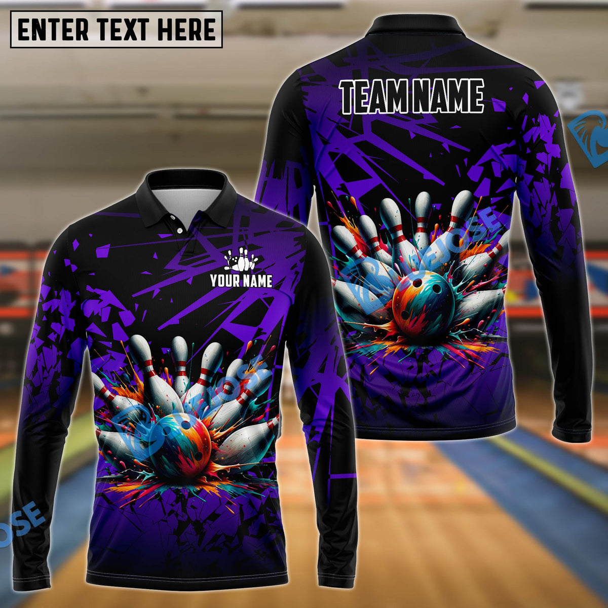 BlueJose Bowling And Pins Diamond Broken Customized Name 3D Shirt (4 Colors)