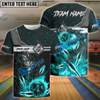 BlueJose Bowling Ball & Pins Fire Dragon Customized Name, Team Name 3D Shirt (4 Colors)