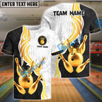 BlueJose Bowling And Pins Luxury Crown Multicolor Customized Name 3D Shirt (4 Colors)