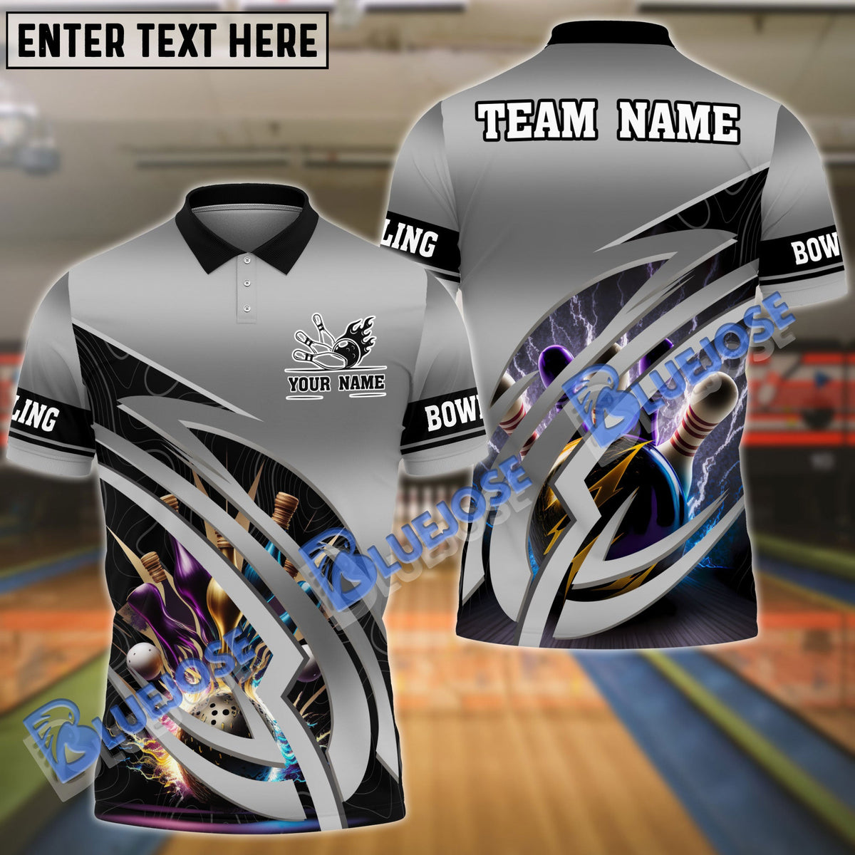 BlueJose Bowling And Pins Premium Sport Customized Name 3D Shirt (4 Colors)