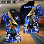 BlueJose Bowling And Pins Royal Flames Customized Name, Team Name 3D Shirt (4 Colors)