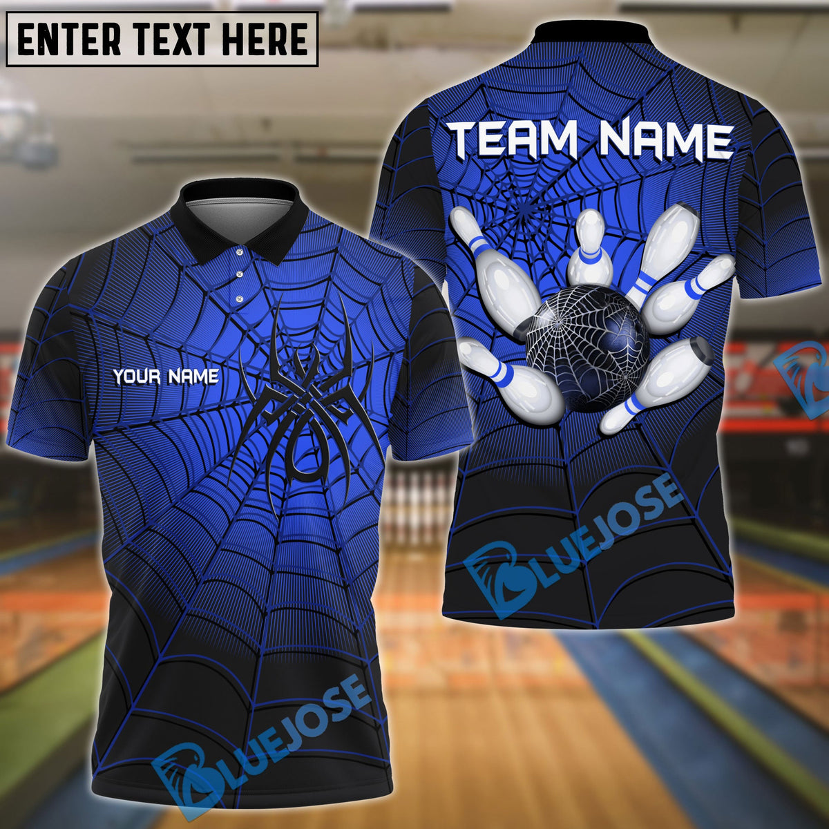 BlueJose Bowling And Pins Spider Web Customized Name, Team Name 3D Shirt (4 Colors)