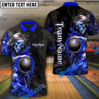 BlueJose Grim Reaper Bowling Premium Multicolor Customized Name 3D Shirt (6 Colors)