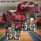 BlueJose Bowling & Pins King Skull Royal Pub Style Customized Name, Team Name 3D Shirt (4 Colors)