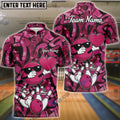BlueJose Bowling Pink Cartoon Love Heart Personalized Name, Team Name 3D Shirt