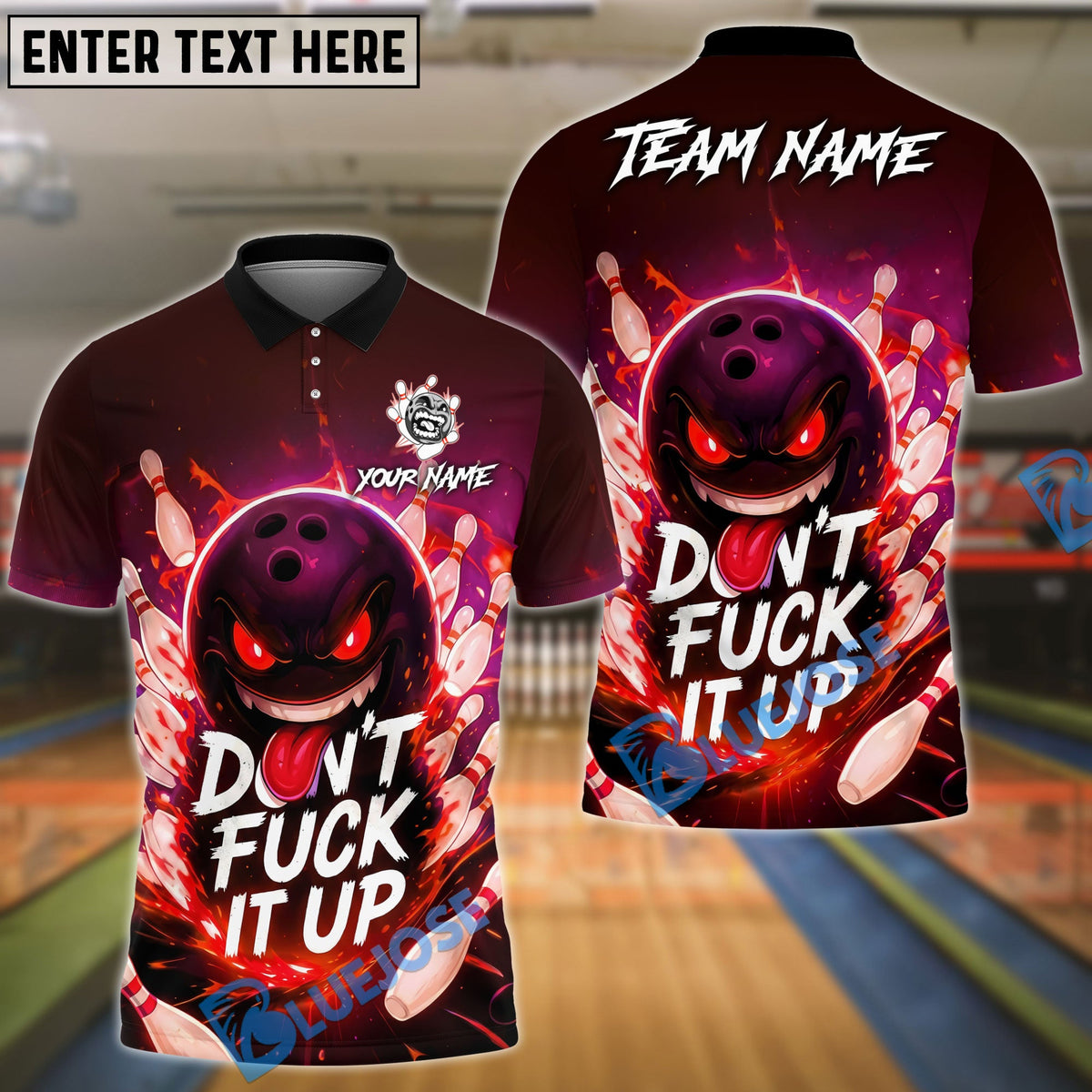 BlueJose Bowling And Pins Evil Bowling Ball Customized Name, Team Name 3D Shirt (4 Colors)