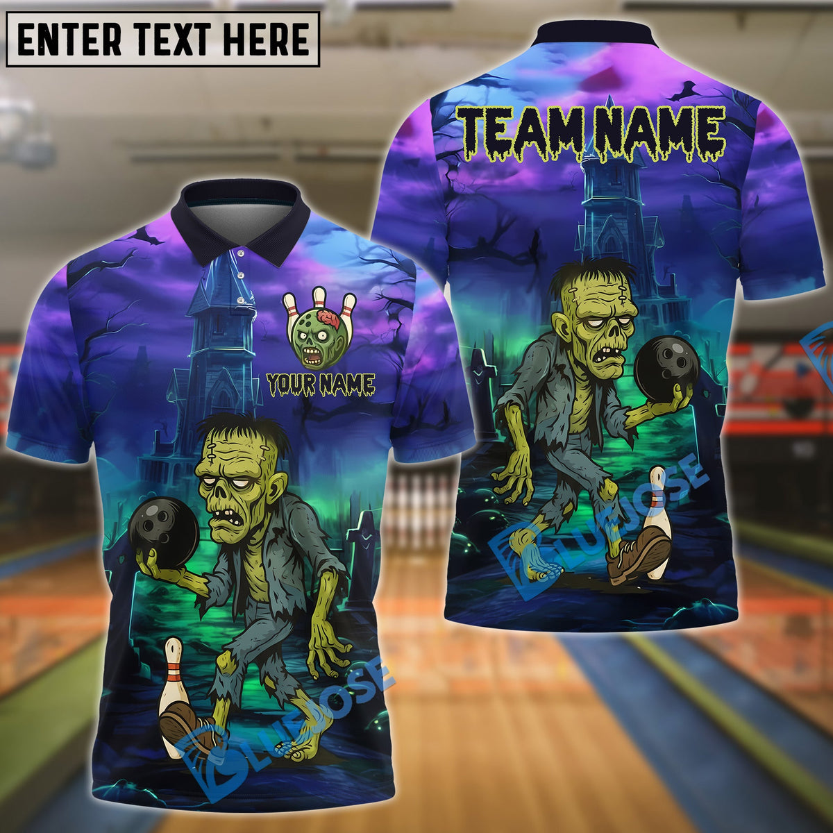BlueJose Bowling Zombie Horror Night Castle Personalized Name, Team Name 3D Shirt