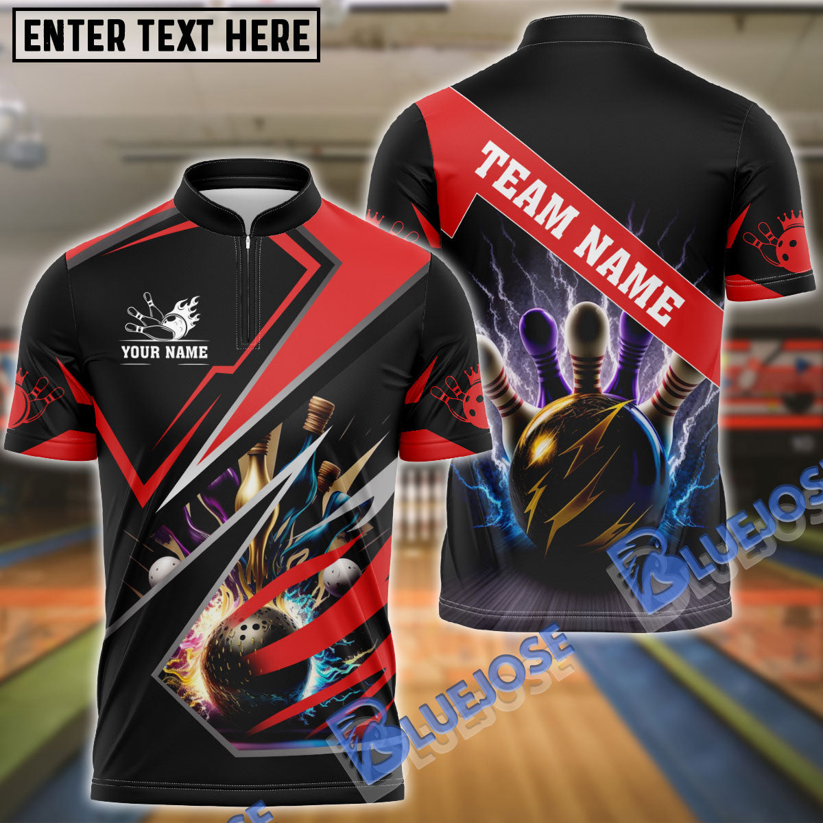 BlueJose Bowling And Pins Premium Multicolor Customized Name 3D Shirt (6 Colors)