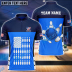 BlueJose Bowling And Pins Flag Pins Pattern Customized Name 3D Shirt (5 Colors)