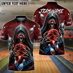 BlueJose Bowling And Pins Skull Grim Reaper Lightning Customized Name, Team Name 3D Shirt (4 Colors)