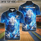 BlueJose Bowling And Pins White Tiger Lightning Storm Tiger Claw Gripping Ball Customized Name, Team Name 3D Shirt (6 Colors)
