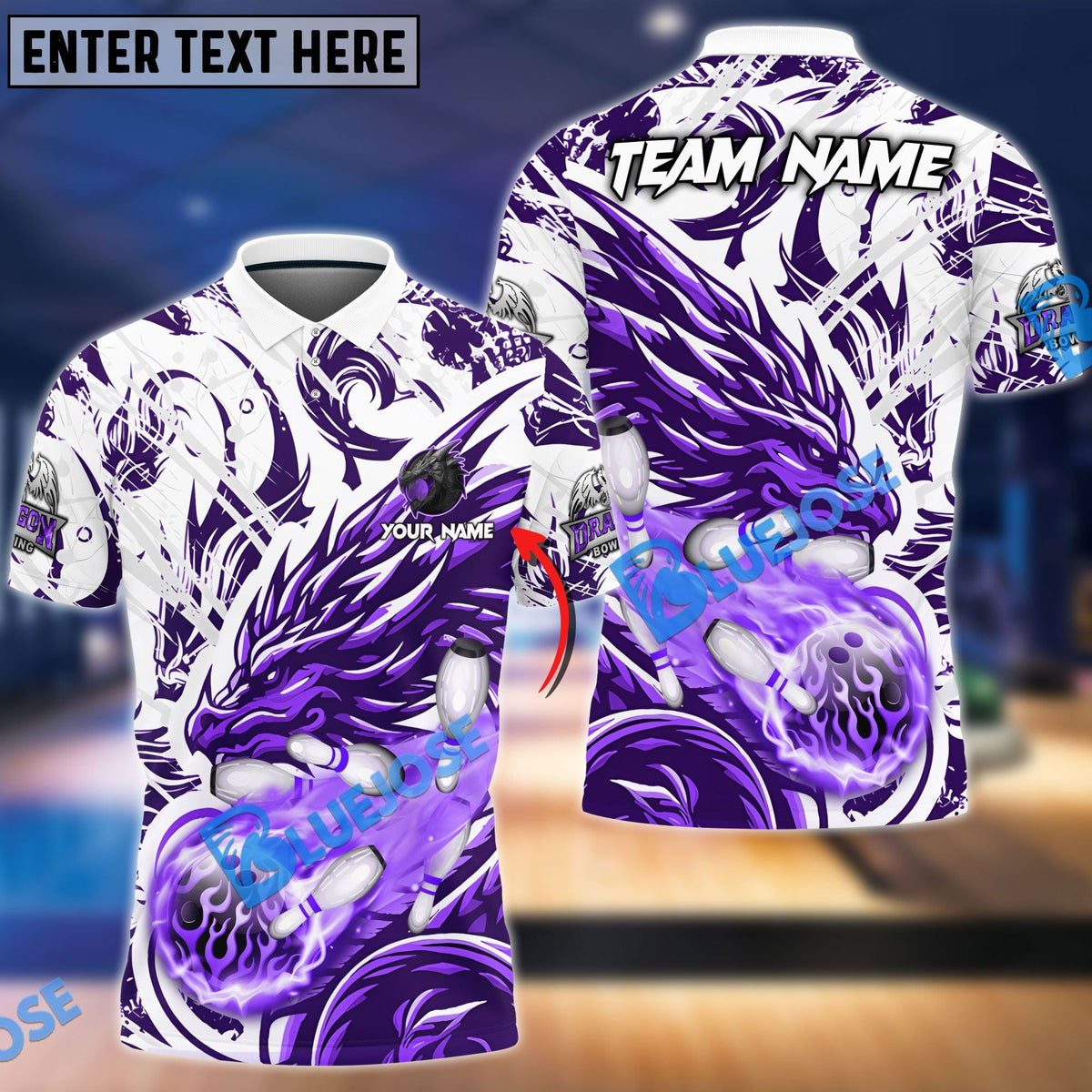 BlueJose Bowling And Pins Blasting Dragon Customized Name 3D Shirt (6 Colors)