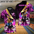 BlueJose Bowling And Pins Royal Flames Customized Name, Team Name 3D Shirt (4 Colors)
