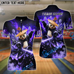 BlueJose Bowling & Pins Panda Warrior Fire Action Customized Name, Team Name 3D Shirt (4 Colors)