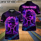 BlueJose Bowling Neon Flame Customized Name, Team Name 3D Shirt (4 Colors)