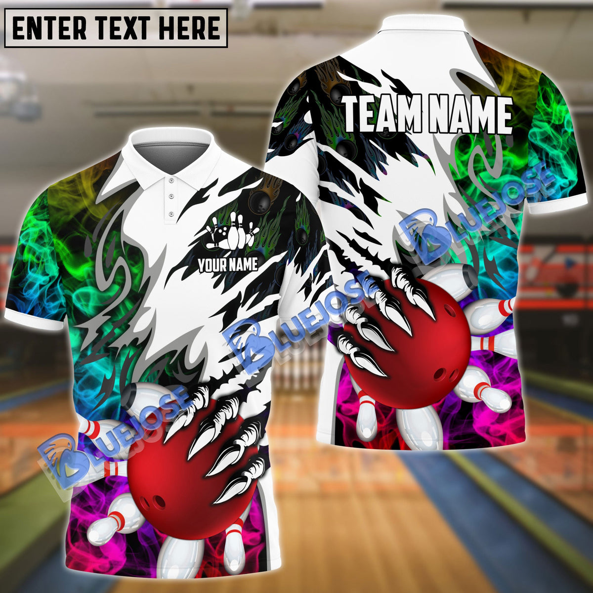 BlueJose Bowling And Pins Smoking Claws Customized Name 3D Shirt ( 6 Colors)