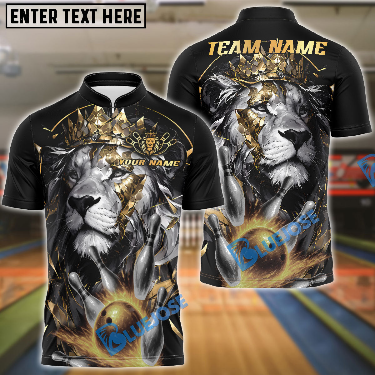 BlueJose Bowling Lion King Customized Name, Team Name 3D Shirt (4 Colors)
