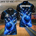 BlueJose Bowling And Pins Fire Explosion Domination Customized Name, Team Name 3D Shirt (4 Colors)