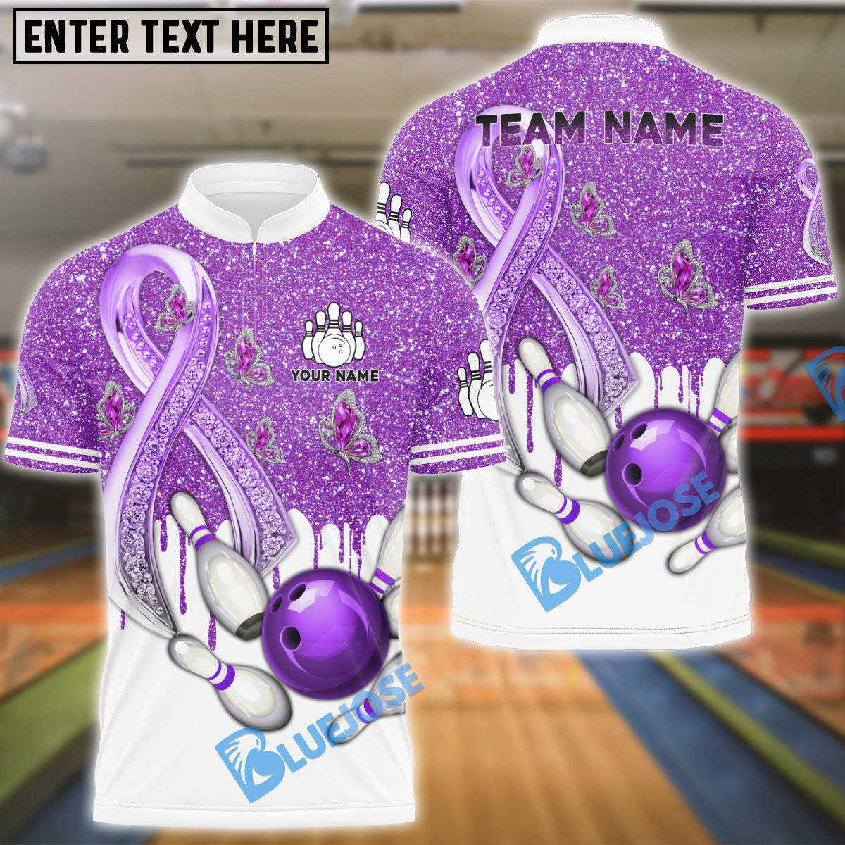 BlueJose Bowling And Pins Awareness Edition Customized Name 3D Shirt (4 Colors)